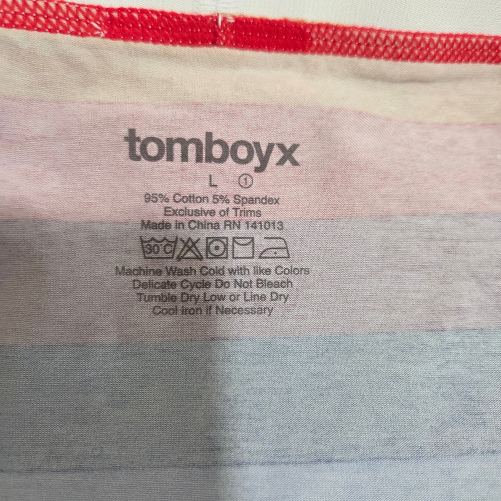 TomboyX Rainbow Stripe Boy Short Trunks Womens Large Multicolor Cotton Stretch - Picture 3 of 3